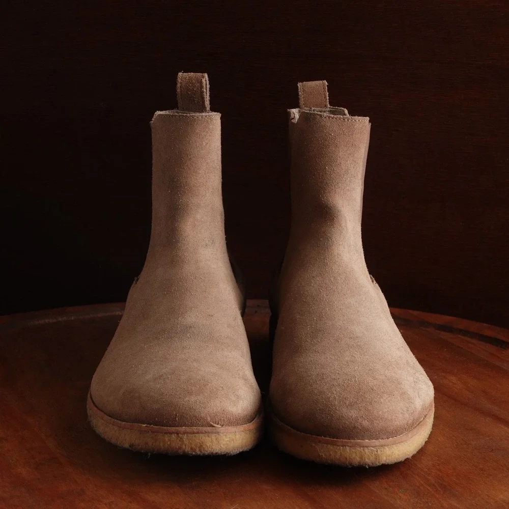 AllSaints Boots Mens SZ EU 41 US 8 Beige Reiner Chelsea Suede Contemporary Ankle